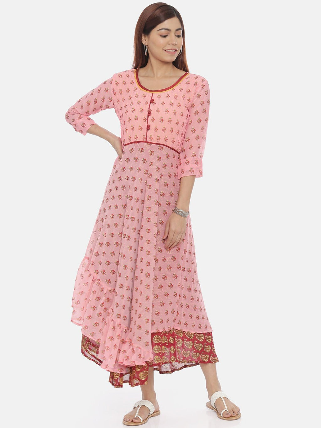 Souchii Brown Printed Maxi Dress | Grocsy