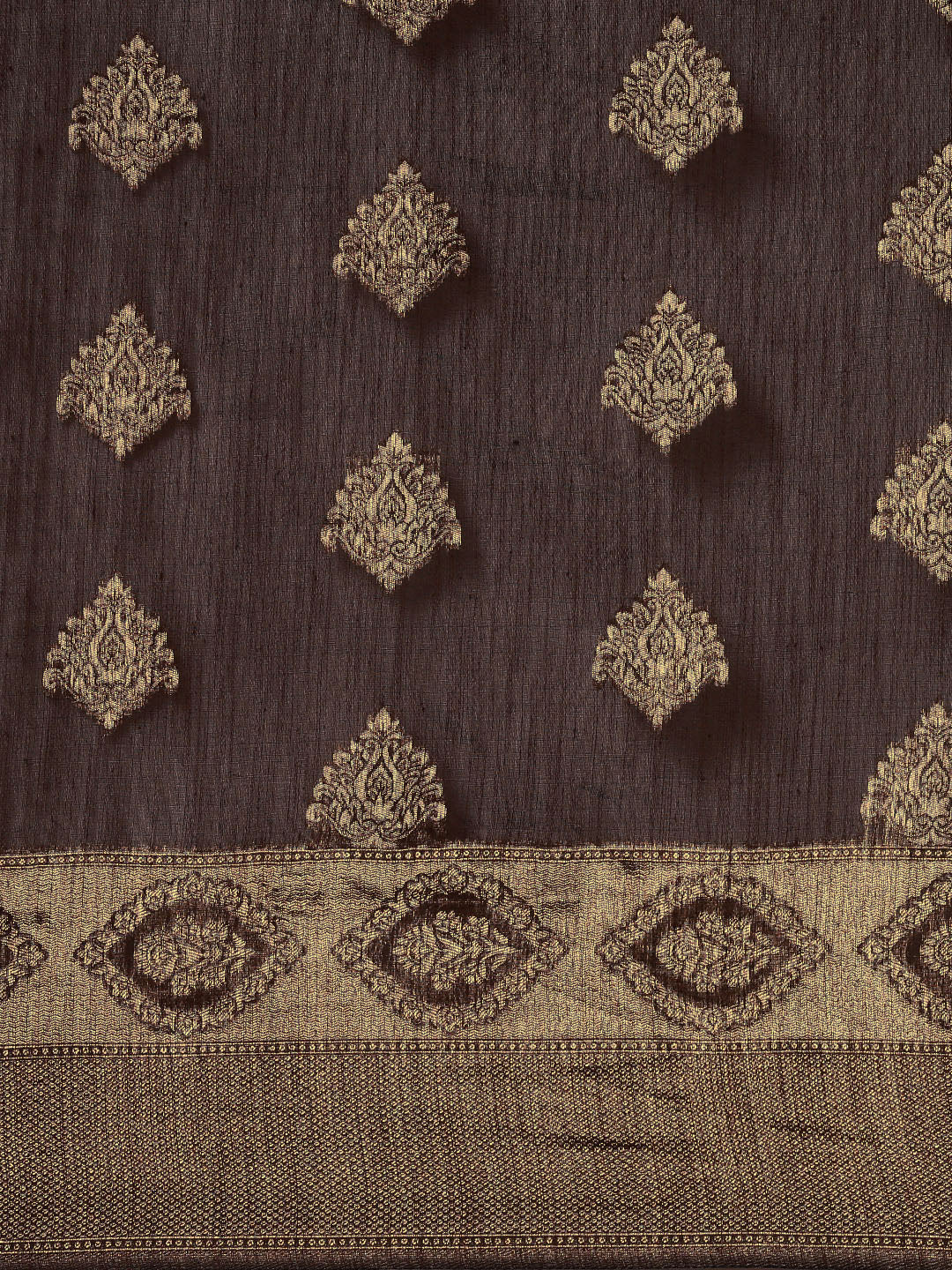 Saree Mall Brown Ethnic Motifs Linen Blend Banarasi Saree | Grocsy