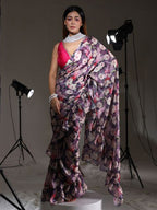 Tikhi Imli Floral Printed Satin Saree | Grocsy