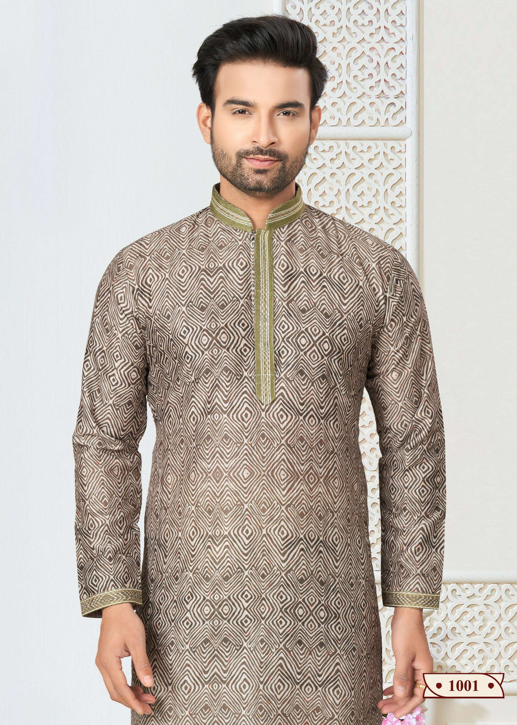 Joban Fashion Men's Grrey Cotton printed Kurta Pyjama set | Grocsy
