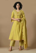 Joban Fashion Mehendi Cotton Kurta Set | Grocsy