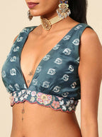 House of Panchhi Teal Blue Chinon Sequins embroidery Lehenga choli & Dupatta | Grocsy