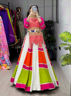 Yash Enterprise Multicolor Rayon Cotton Embroidery Semi Stitched Navratri Chaniya Choli | Grocsy