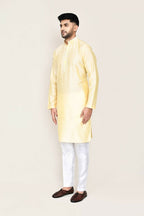 Joban Fashion Cream Colored Art Silk Fabric Kurta With Straight Fit Pant | Grocsy