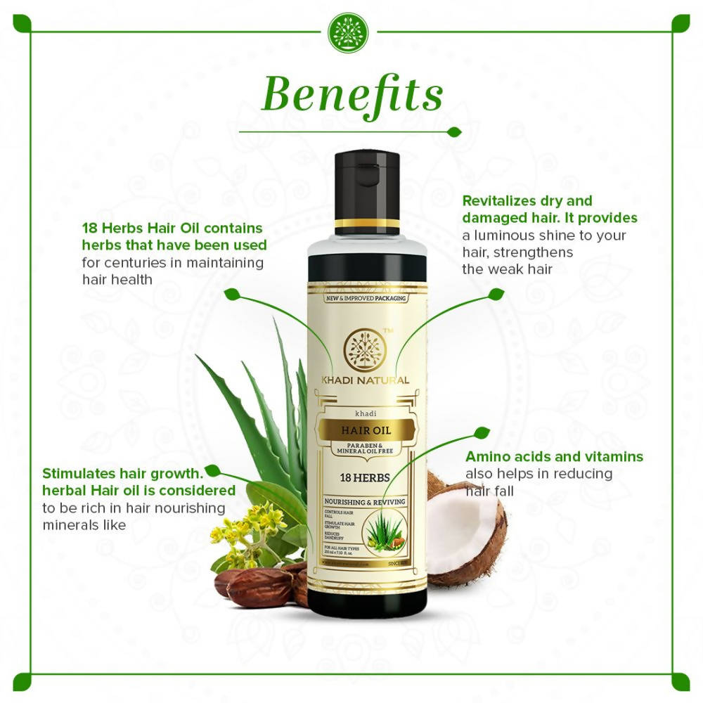 Khadi Natural 18 Herbs Herbal Hair Oil | Grocsy