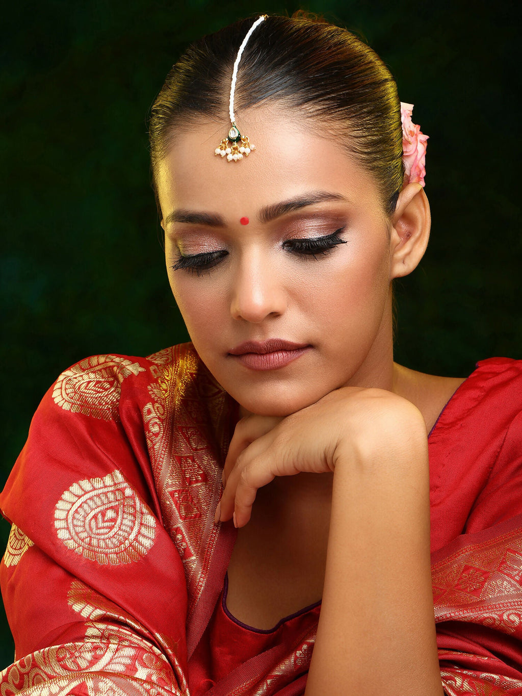 Ruby Raang Gold Kundan Maang Tikka | Grocsy