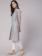 Aks Thread Work Chanderi Silk Kurta | Grocsy