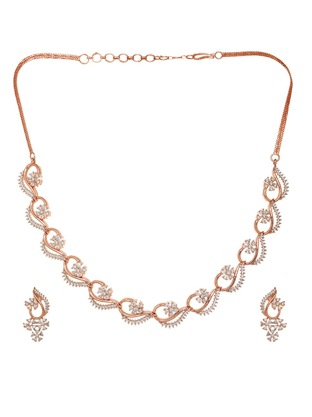 Saraf RS Jewellery Rose Gold-Polished White AD-Studded Jewellery Set | Grocsy