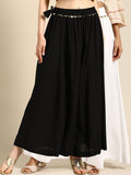 TAG 7 Women Black & White Solid Flared Palazzos | Grocsy