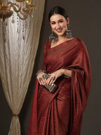 Saree Mall Maroon Woven Design Zari Silk Blend Banarasi Sarees | Grocsy