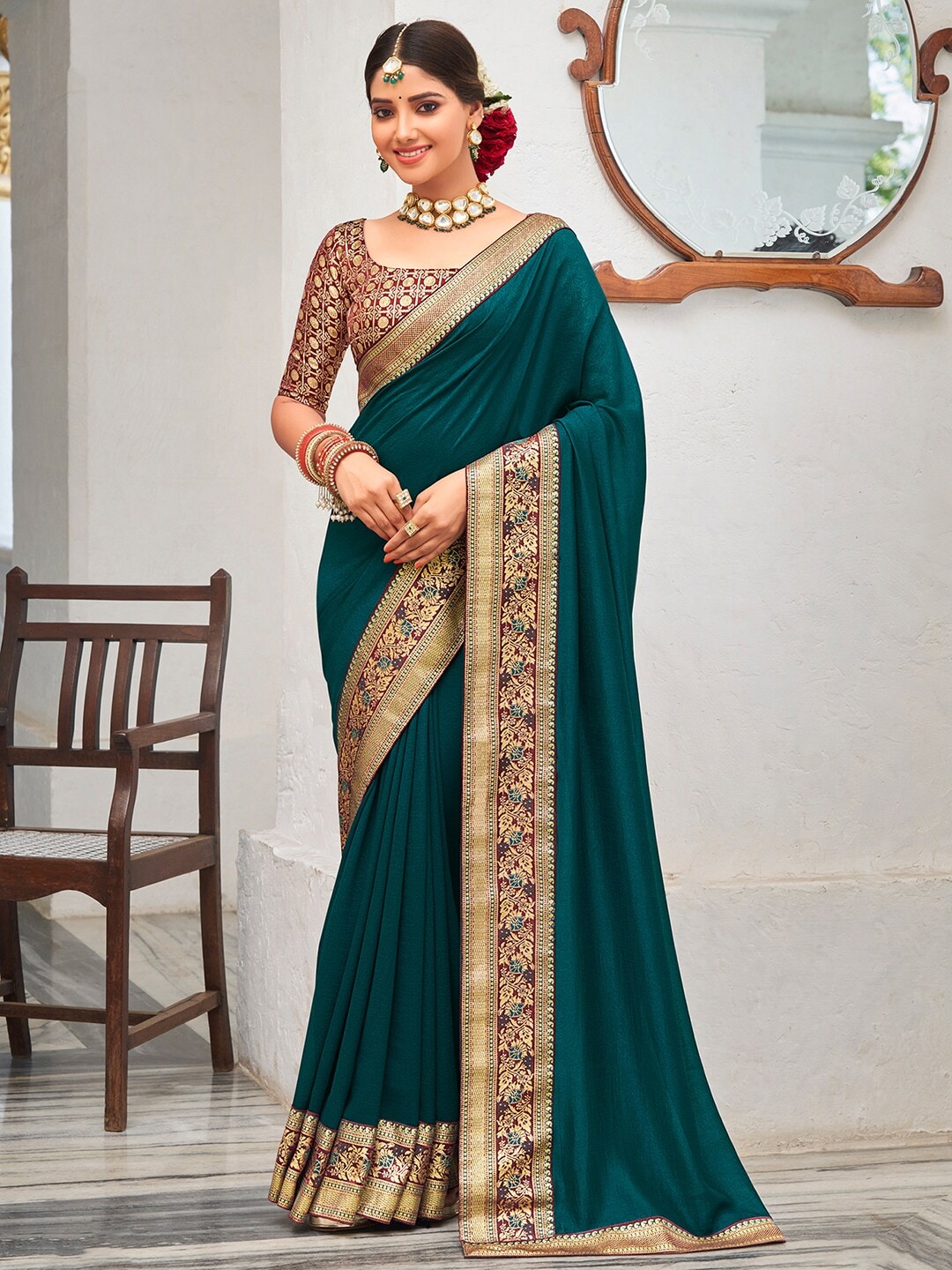 Saree Mall Zari Silk Blend Sarees | Grocsy
