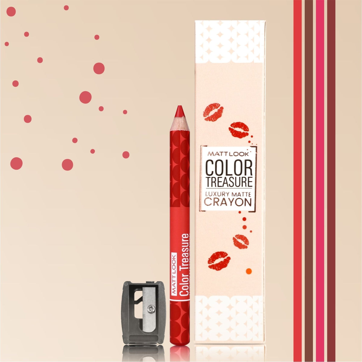 Matt Look Color Treasure Luxury Matte Lip Pencil Crayon - 01 Perfect Red | Grocsy