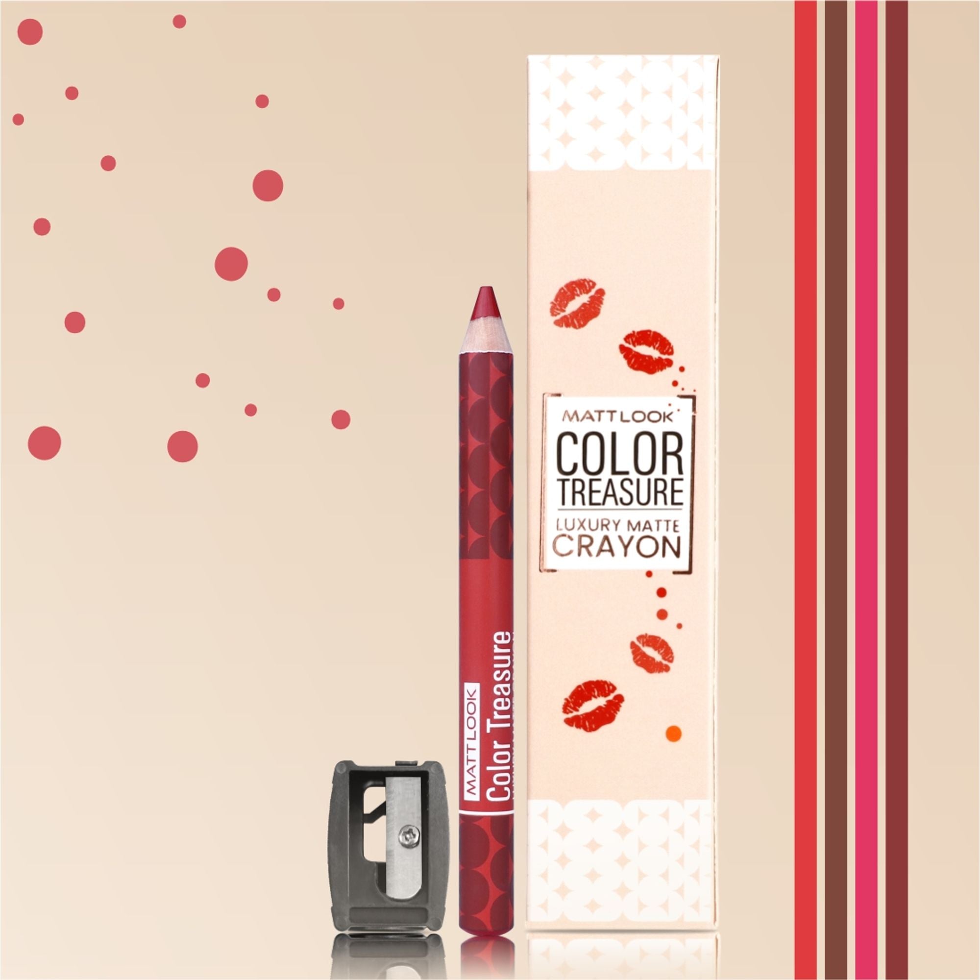 Matt Look Color Treasure Luxury Matte Lip Pencil Crayon - 03 Red Fantasy | Grocsy