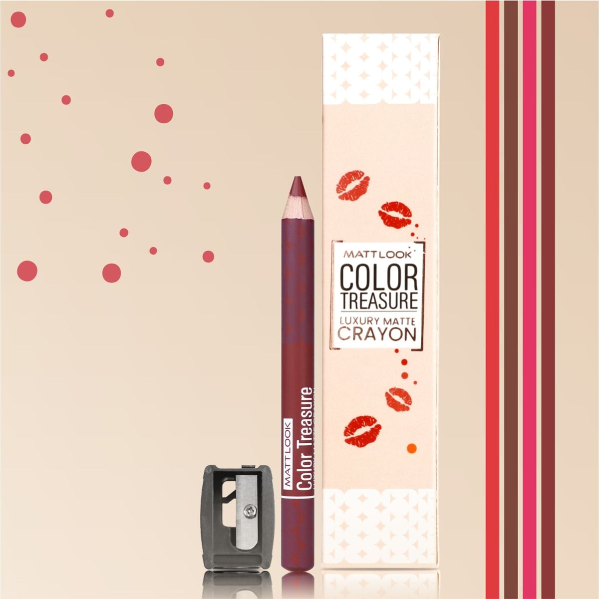 Matt Look Color Treasure Luxury Matte Lip Pencil Crayon - 04 Loveable Wine | Grocsy