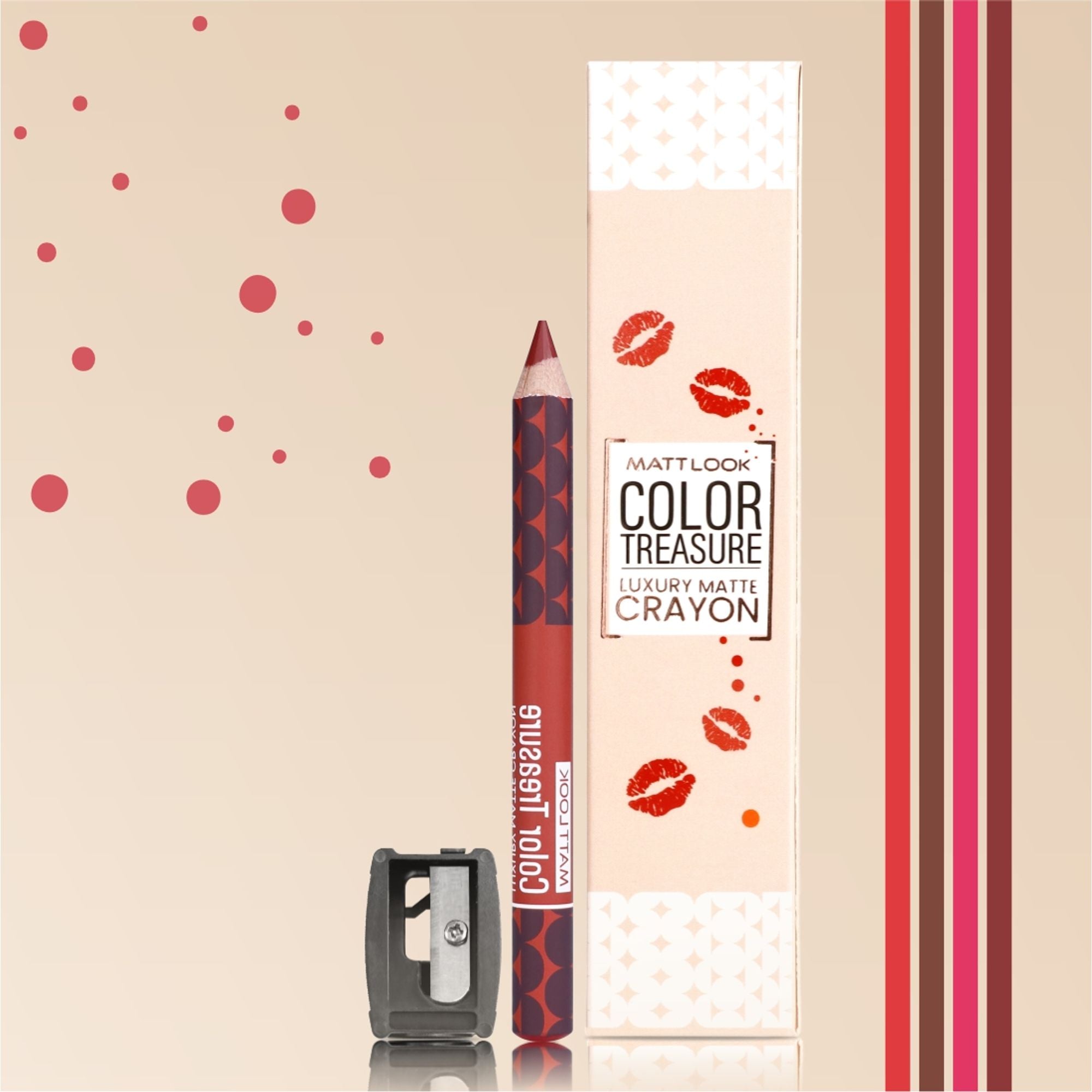 Matt Look Color Treasure Luxury Matte Lip Pencil Crayon - 05 Real Burgundy | Grocsy