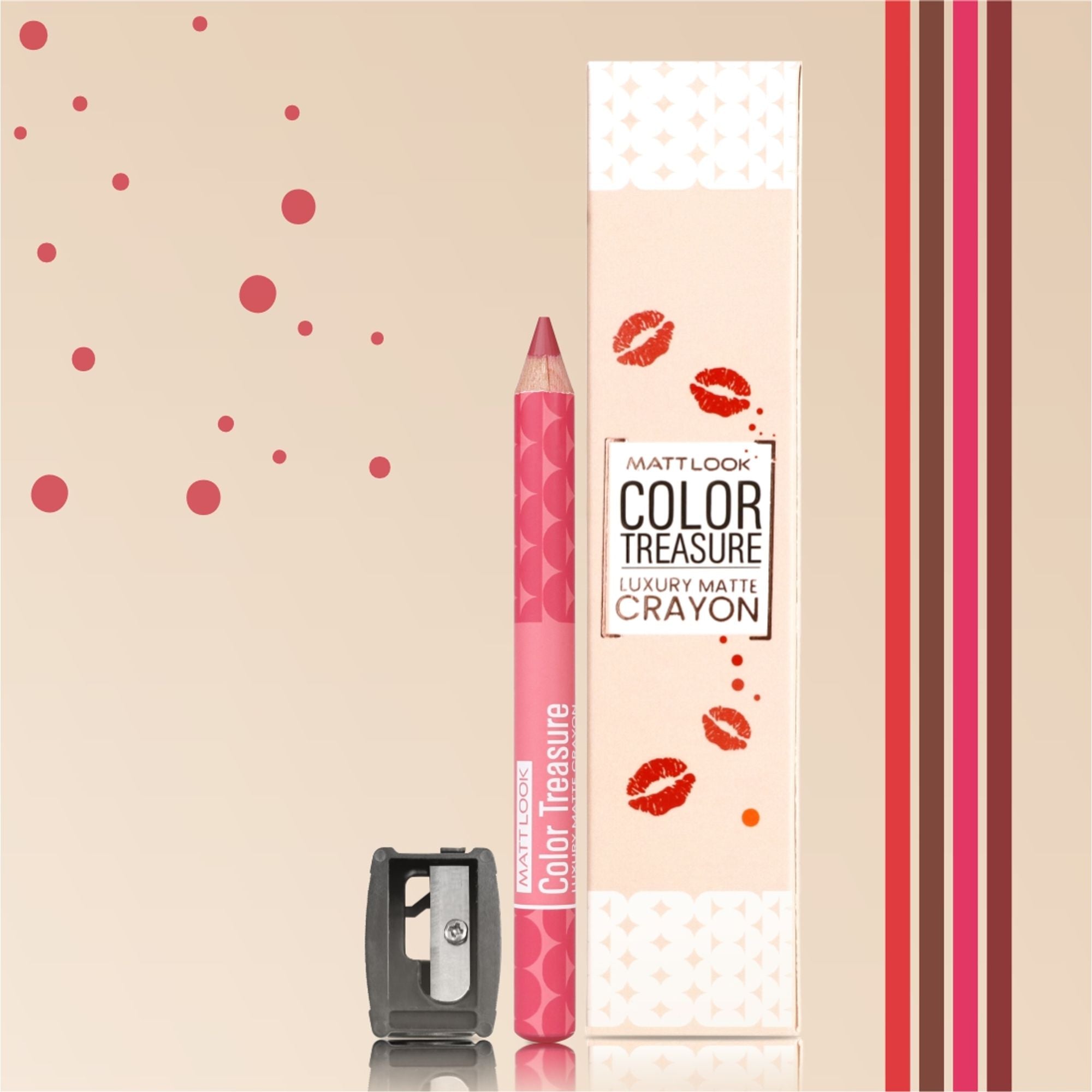 Matt Look Color Treasure Luxury Matte Lip Pencil Crayon - 12 Charming Pink | Grocsy