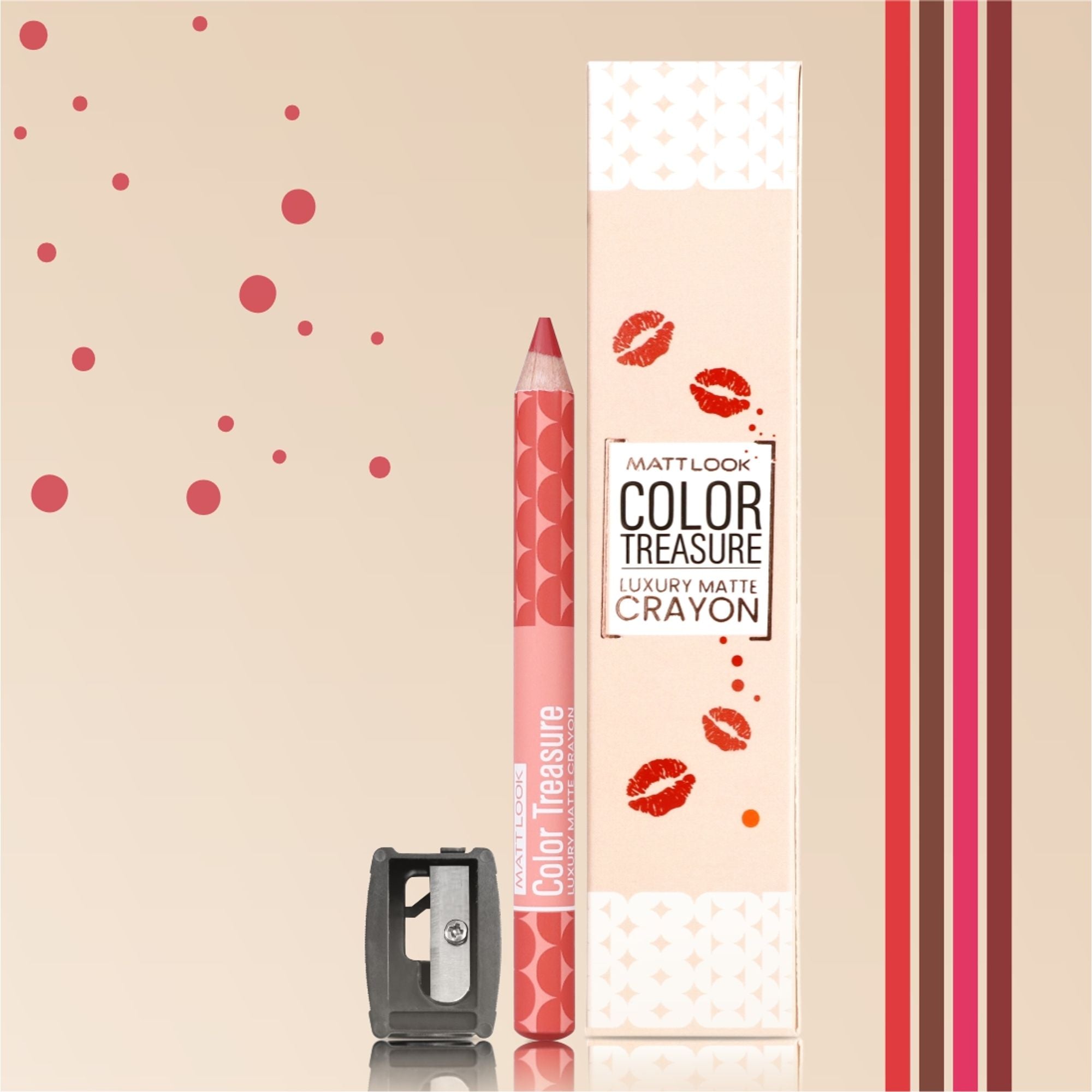 Matt Look Color Treasure Luxury Matte Lip Pencil Crayon - 13 Candy Peach | Grocsy