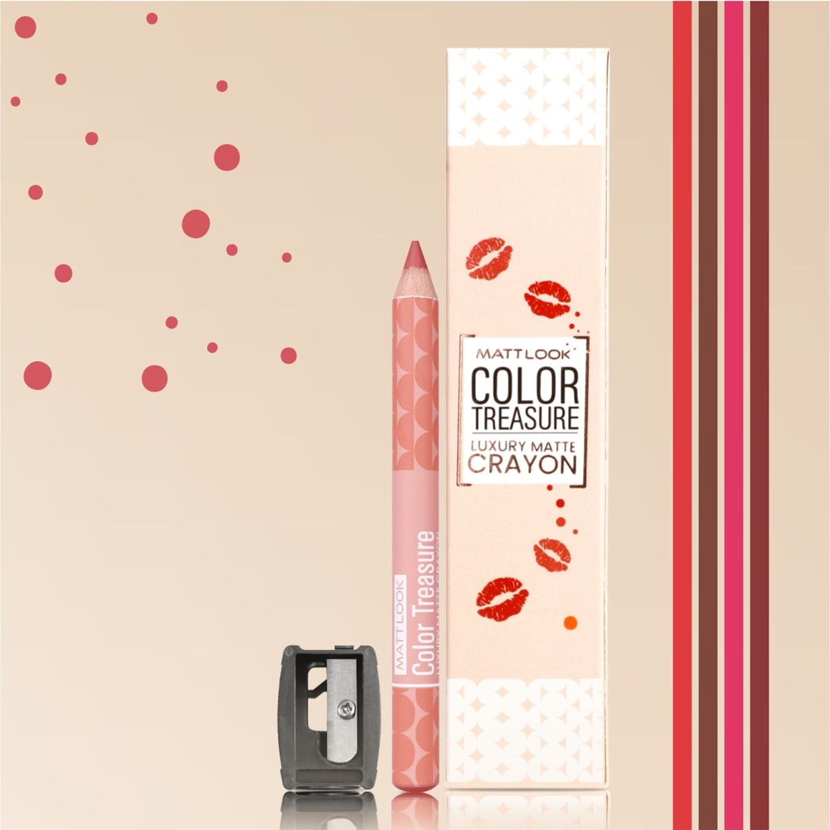 Matt Look Color Treasure Luxury Matte Lip Pencil Crayon - 14 Natural Nude | Grocsy