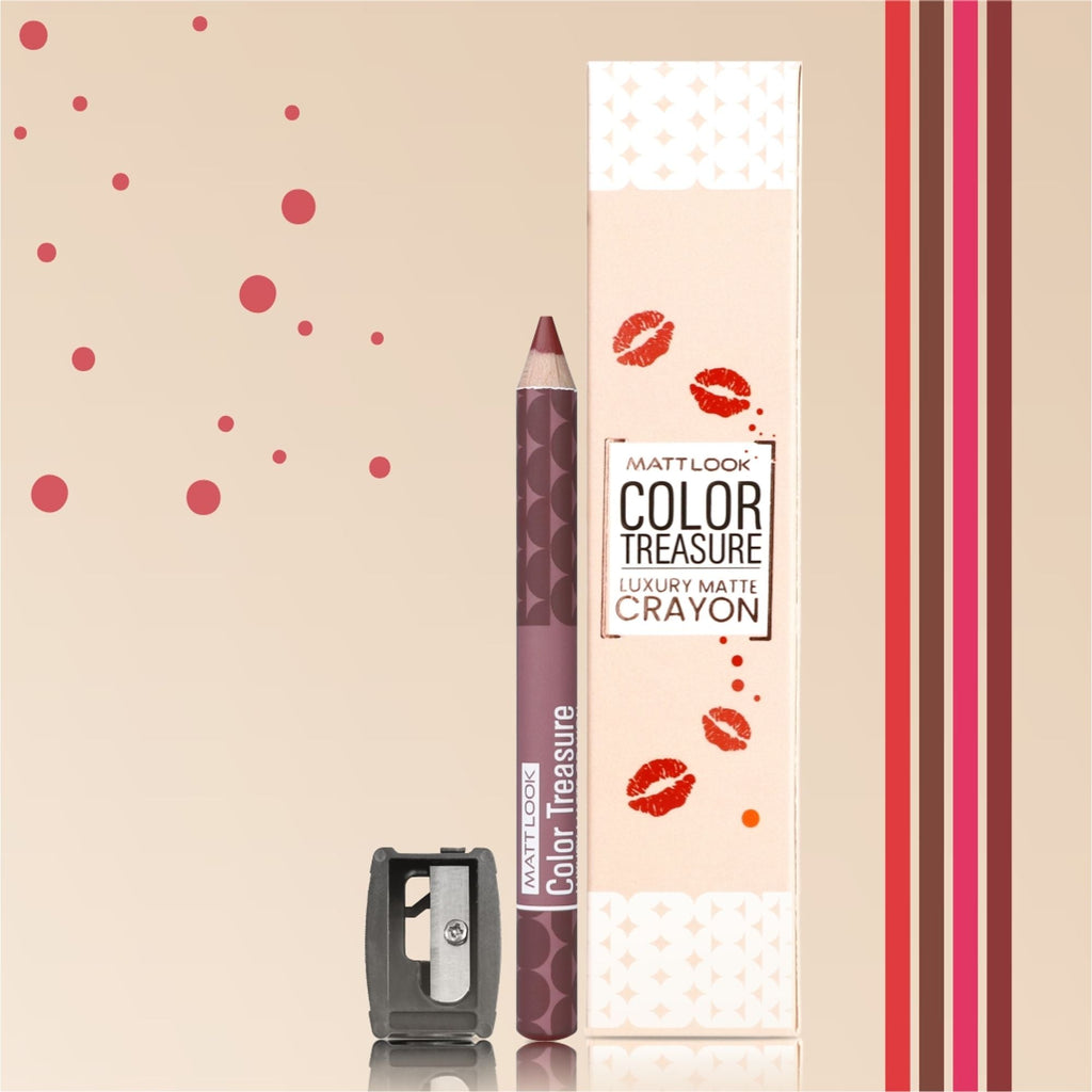 Matt Look Color Treasure Luxury Matte Lip Pencil Crayon - 15 Glazed Mauve | Grocsy
