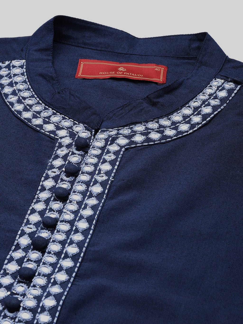House of Pataudi Men Jashn Embroidered Mirror Work Kurta | Grocsy