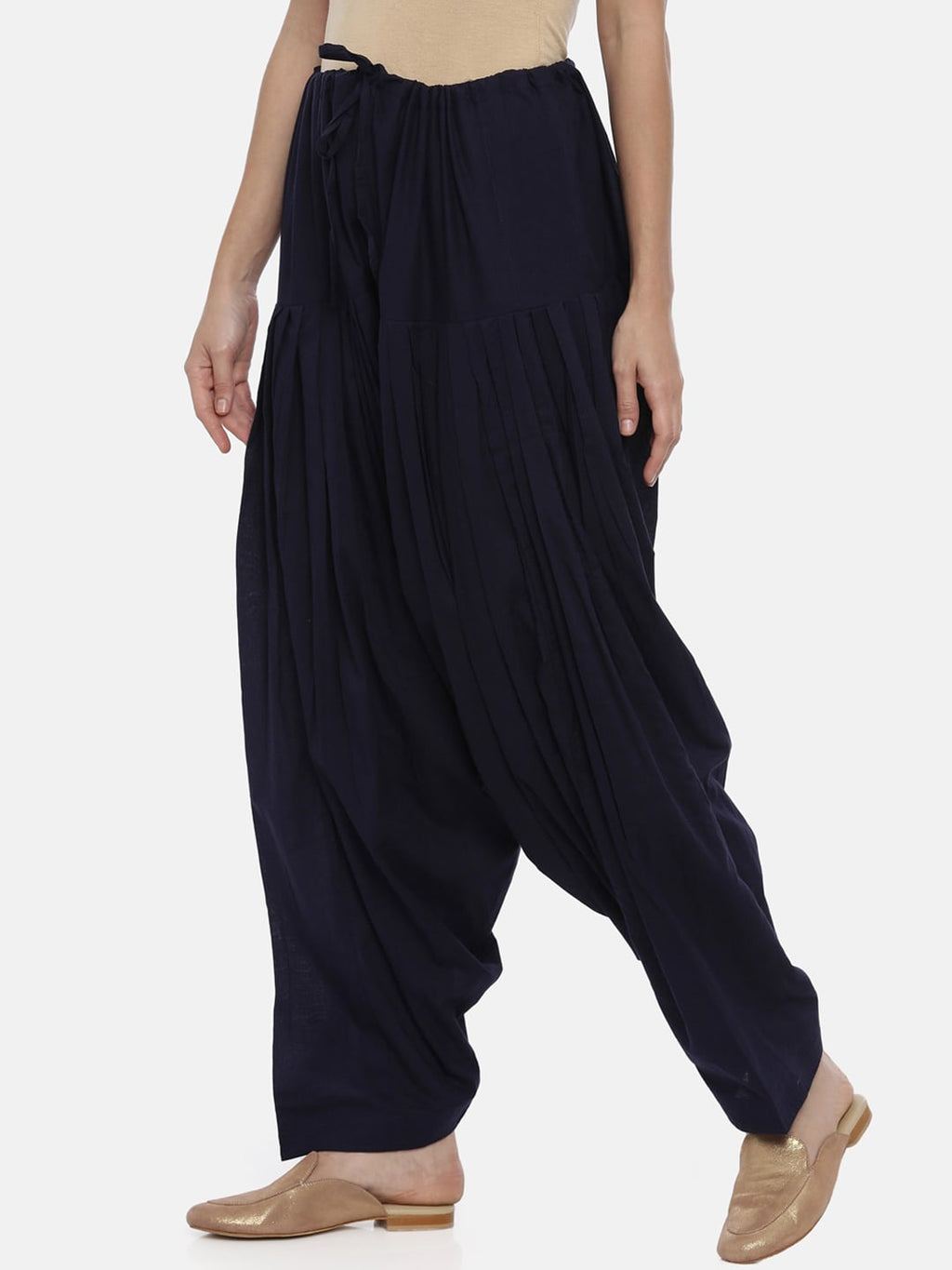 Souchii Navy Blue Solid Regular-Fit High-Rise Patiala | Grocsy