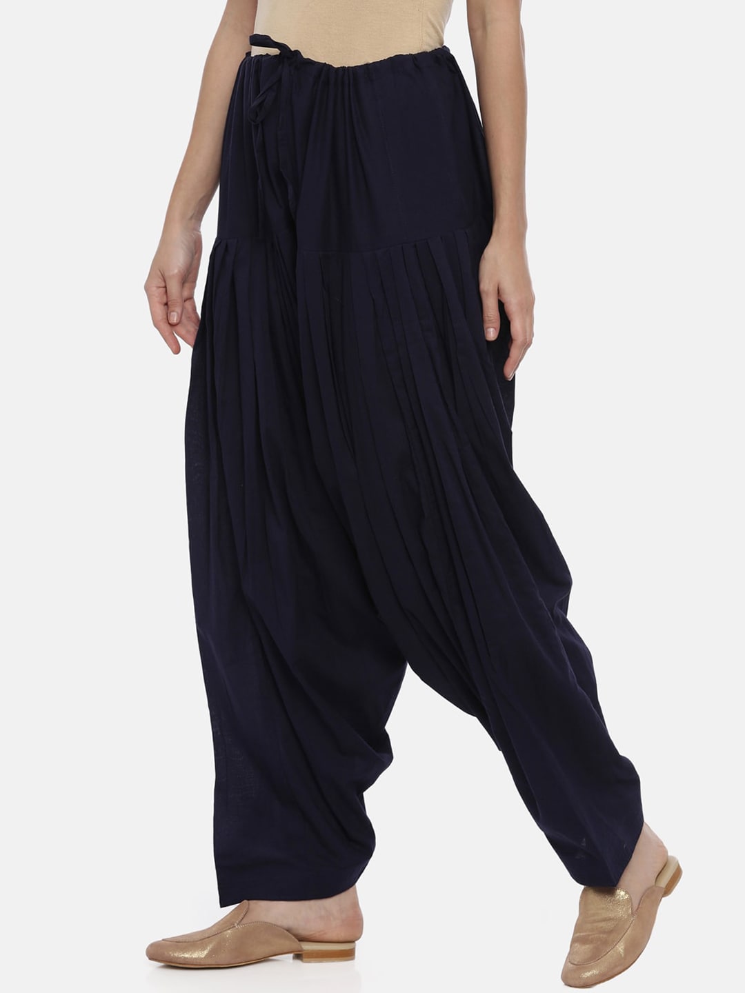 Souchii Navy Blue Solid Regular-Fit High-Rise Patiala | Grocsy