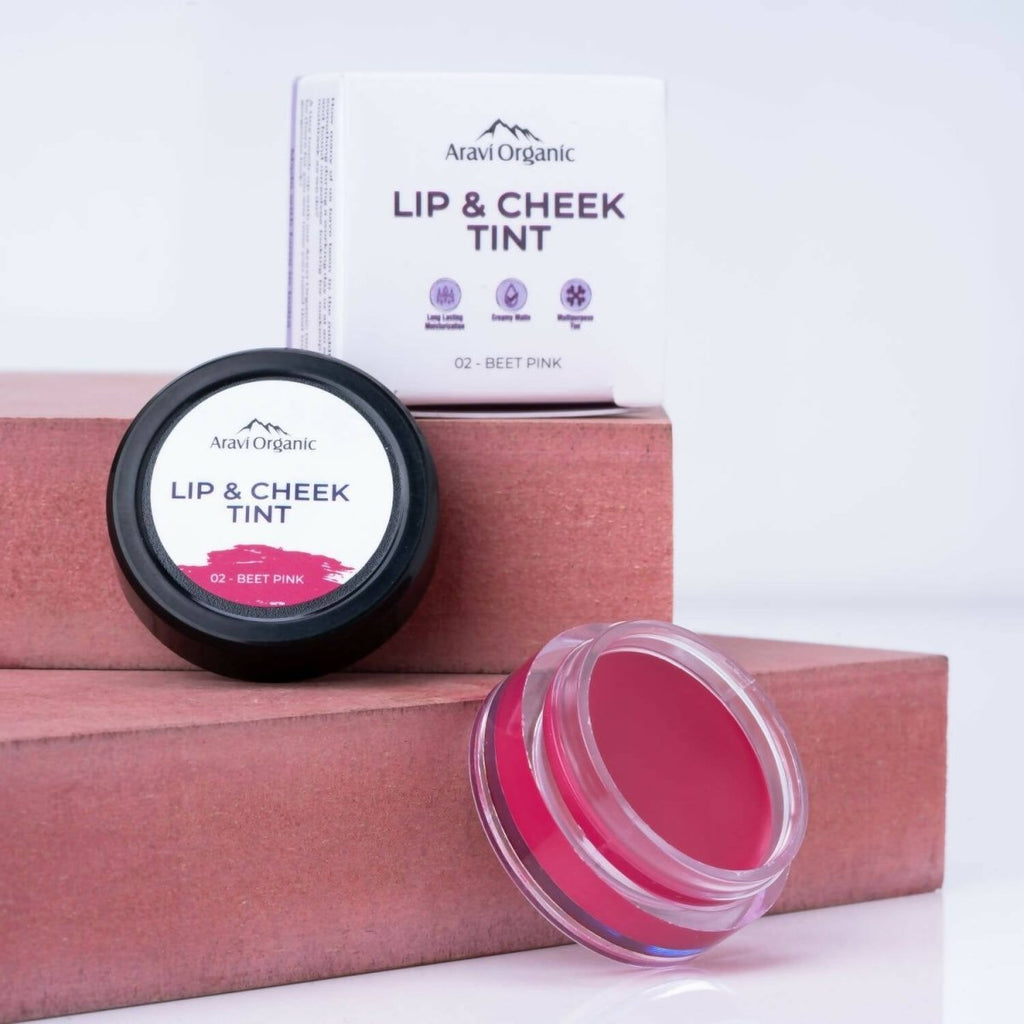 Aravi Organic Everyday Vegan Lip and Cheek Tint Balm Lip Tint - Beet Pink | Grocsy