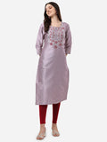 HERE&NOW Floral Embroidered Straight Regular Kurta | Grocsy