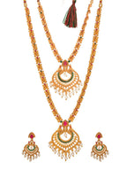 Saraf RS Jewellery Gold-Polished Red & Green Bridal Temple Jewellery Set | Grocsy