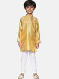 Sethukrishna Boys Gold-Coloured & White Kurta with Pyjamas | Grocsy