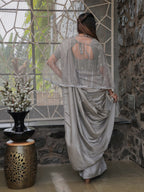 Tikhi Imli Embellished Border Sequinned Saree With Cape | Grocsy