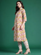 Indo Era Floral Printed Pure Cotton Kurta with Palazzos & Dupatta | Grocsy