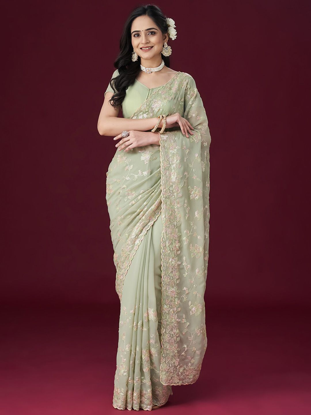 kasee Embellished Sequinned Saree | Grocsy