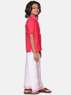 Sethukrishna Boys Pink & White Shirt with Dhoti | Grocsy