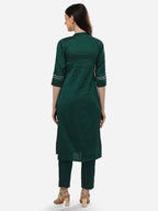 HERE&NOW Women Embroidered Thread Work Kurta with Trousers | Grocsy