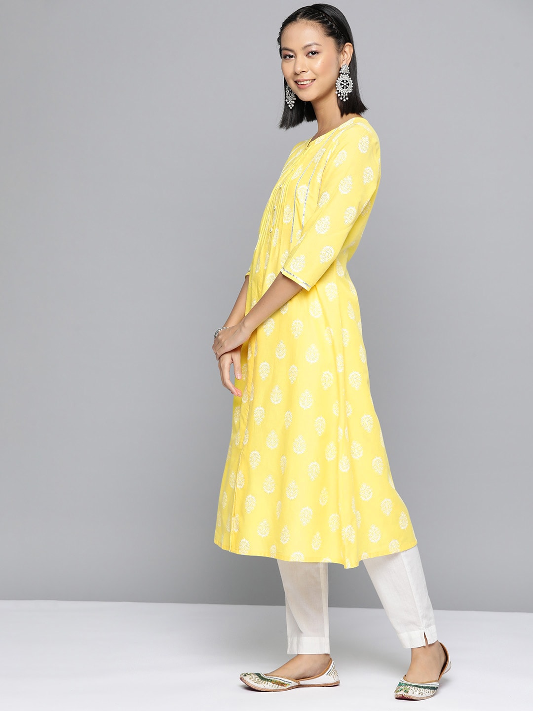 HERE&NOW Ethnic Motifs Printed A-Line Kurta | Grocsy