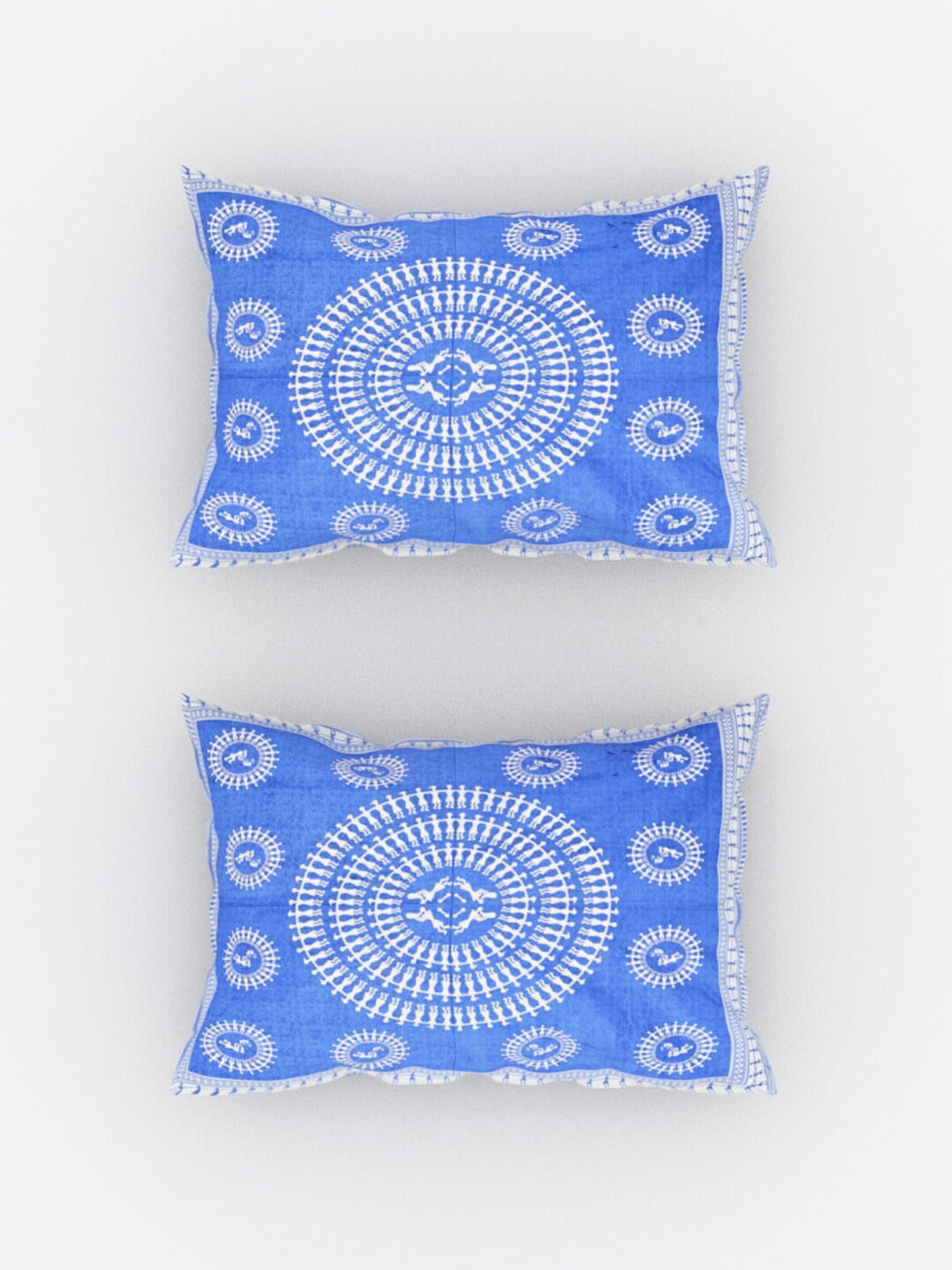 Urban Magic Blue Ethnic Motifs Printed Cotton 104 TC Queen Bedsheet With 2 Pillow Covers | Grocsy