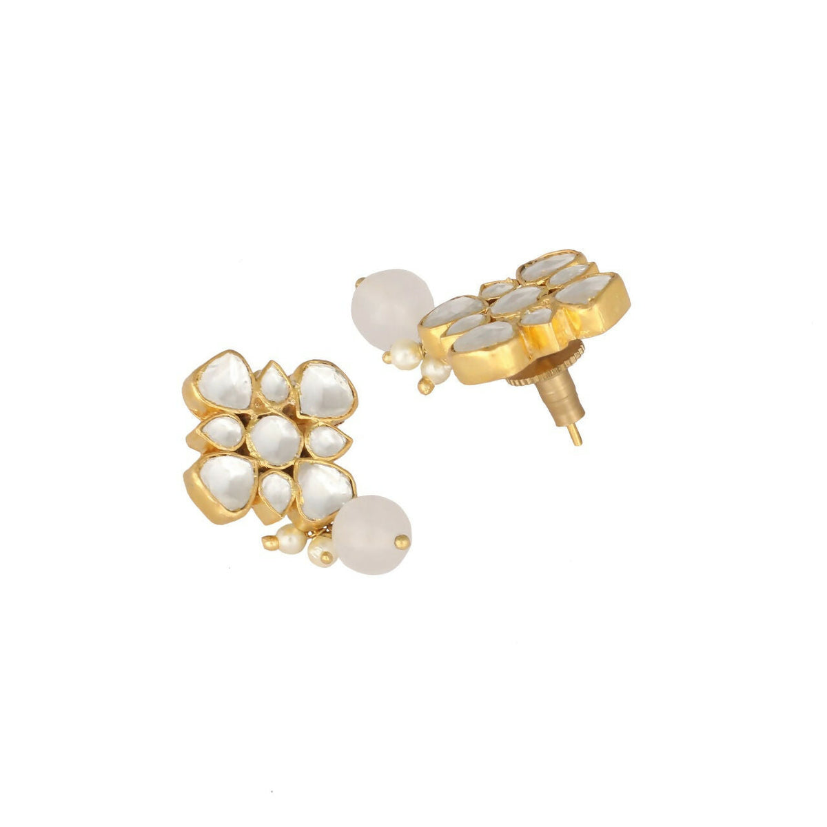 Nuyug 22K Gold Plated Kundan Paradise Stud Earrings | Grocsy