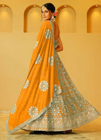 Lehenga Mart Orange Faux Georgette Designer Bollywood Style Wedding Wear Lehenga Choli | Grocsy