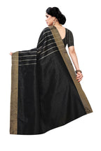 Vamika Black and White Lines Cotton Silk Weaving Saree (Paithani Black) | Grocsy