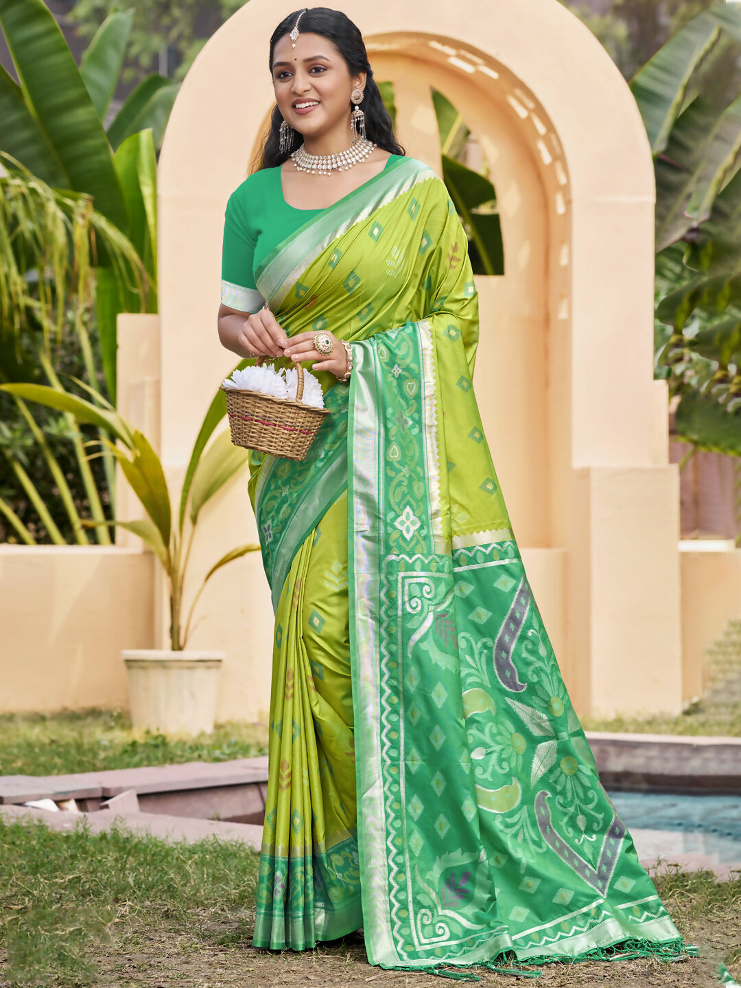 Shree Shyam Fashion Light Green Pochampally Silk Saree | Grocsy
