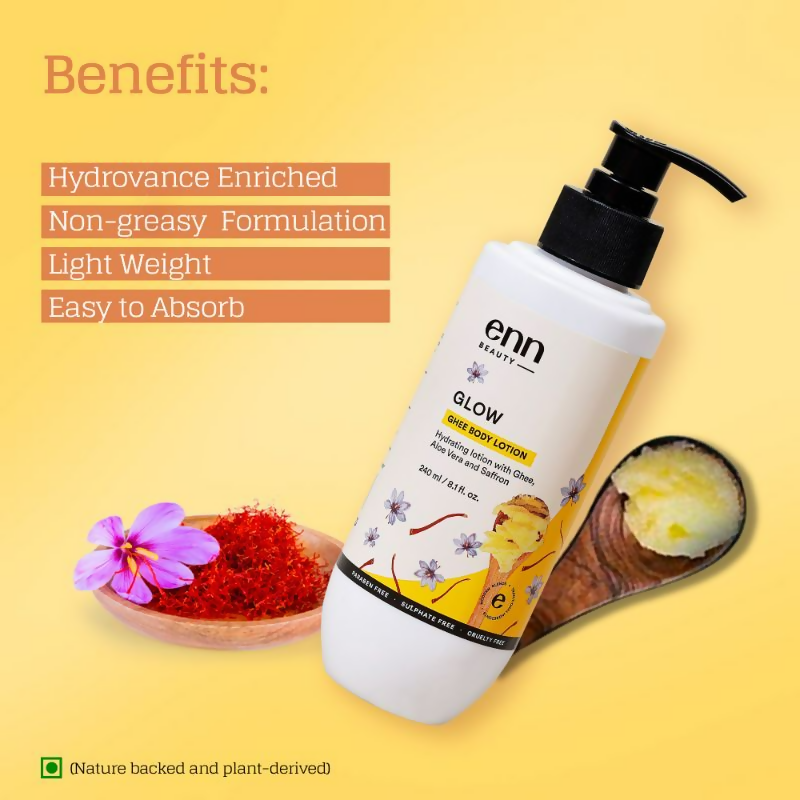 Enn Hydrating Body Lotion Cream With Ghee, Aloe Vera & Saffron | Grocsy