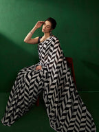 Sangria Striped Embellished Beads and Stones Sarees | Grocsy