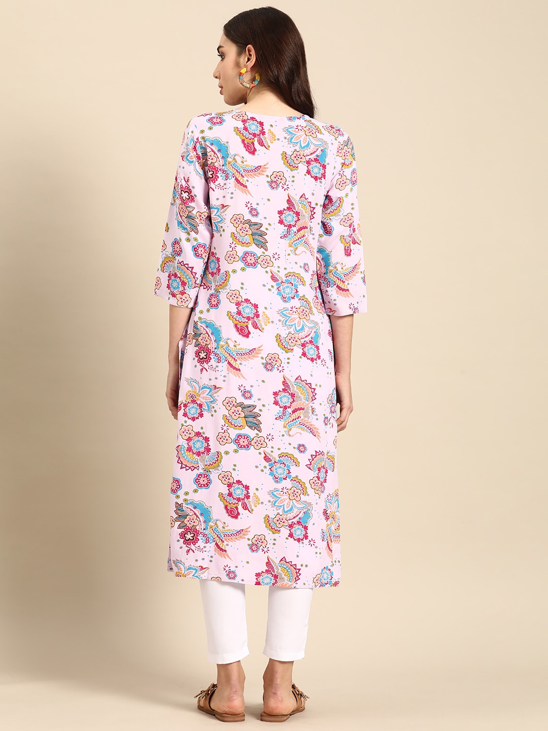Sangria Women Floral Printed Sequinned Kurta | Grocsy