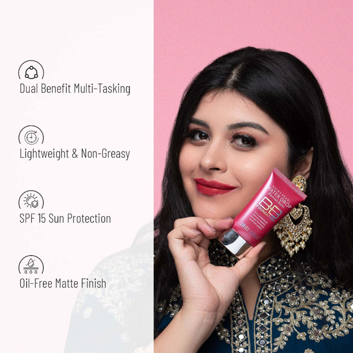 Swiss Beauty Shiny Pearl Water Drop Blemish Balm BB Foundation - 2 | Grocsy