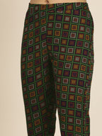 Sangria Women Green Pure Cotton Bandhani Kurta with Trousers | Grocsy