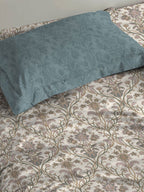 MYTRIDENT Dusk and Dawn Beige Ethnic Motifs Cotton 144 TC Single Bedsheet 1 Pillow Cover | Grocsy