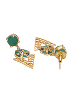 Shoshaa Green Gold-Polished Enamelled Contemporary Drop Earrings | Grocsy