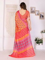 PR Fashion Orange Handloom Linen Cotton Zari Saree | Grocsy