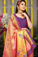Jyoti Fashion Women's Baby Pink Banarasi Silk Zari Woven Saree with Blouse | Grocsy